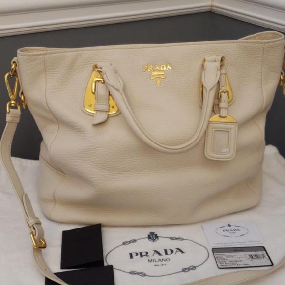 Prada Handbags - FLASH SALE! PRADA BN2320 VITELLO DAINO (TALCO)
